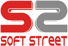 Logo mit roten Buchstaben "S2" und Text darunter: "SOFT STREET".