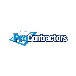 ProContractors logo with blue and white text.
