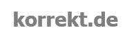 Schwarzer Text "korrekt.de" auf weißem Hintergrund.