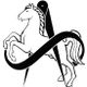 Ein stilisiertes Pferd, das mit einem Zirkel und dem Unendlichkeitszeichen kombiniert ist.