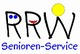 Logo mit der Aufschrift "PRW Senioren-Service", Buchstaben mit Gesicht, gelber Punkt als Sonne.