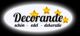 "Logo mit dem Text 'Decorande', begleitet von drei gelben Sternen, 'schön - edel - dekorativ'."
