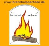 Logo von Brennholz Sachsen mit loderndem Feuer und dem Text: www.brennholz-sachsen.de.