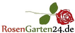 Logo mit einer roten Rose und dem Text "RosenGarten24.de".