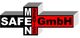 Logo mit den Wörtern "SAFE", "MEN", "SERVICE" und "GmbH" in Schwarz, Weiß und Rot.