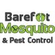"Logo for Barefoot Mosquito & Pest Control with mosquito and bare feet design elements."