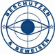 Blaues Logo mit Auge in der Mitte, Text "Beschützen & Beweisen" und Sterne in einem Kreis.