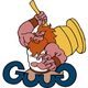 Un guerriero muscoloso con martello gigante sopra la scritta "GUUG".