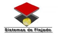 Logo de "Sistemas de Flejado" con formas geométricas y un círculo amarillo al centro.
