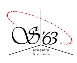 Logo con testo "S'63 progetto & arredo" e linea curva tratteggiata rossa sopra.