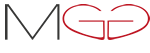 Schwarzer Buchstabe „M“ und rotes Herzsymbol, das die Buchstaben „GG“ bildet auf weißem Hintergrund.