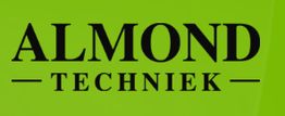 Tekst "ALMOND TECHNIEK" op een groene achtergrond.