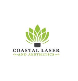 Logo of Coastal Laser and Aesthetics with a green leaf design above the text.