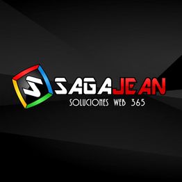Logotipo de Sagajean con texto "Soluciones Web 365" sobre fondo negro.