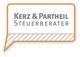 Sprechblase mit "Kerz & Partheil Steuerberater" Text, orange umrandet.