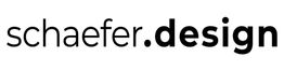 Schwarzer Schriftzug "schaefer.design" auf weißem Hintergrund.