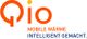 Qio-Logo mit Slogan "Mobile Wärme intelligent gemacht" in Orange und Blau.