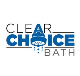 Clear Choice Bath logo with showerhead replacing the letter A in a blue and gray color scheme.