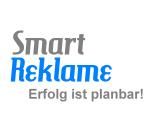 Logo mit Text "Smart Reklame" in Blau und Grau, Slogan: "Erfolg ist planbar!".