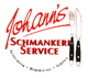 Logo: Johann's Schmankerl Service mit Besteckgrafik, Text "Ausschank · Bewirtung · Service".