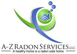 Logo for A-Z Radon Services, LLC with tagline: "A healthy home is a radon safe home."