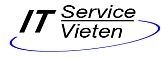Logo mit Text "IT Service Vieten" und einem Bogen darunter.