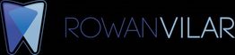 Logotipo com o nome "Rowan Vilar" ao lado de um ícone de dente estilizado azul.