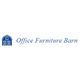 Blue barn icon with text "Office Furniture Barn" in elegant font.