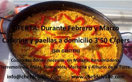 Paella en oferta para febrero y marzo. Catering a domicilio en Málaga y alrededores. Sin gluten.