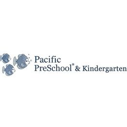 Three cartoon fish beside the text "Pacific PreSchool & Kindergarten."
