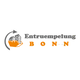 Logo mit Text "Entruempelung Bonn", Haus in einem Container, Pfeil im Kreis.