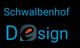 Text "Schwalbenhof Design" auf schwarzem Hintergrund, das "D" ist stilisiert.