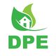 Logo DPE : maison stylisée dans une feuille verte, symbolisant l'efficacité énergétique.
