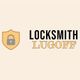 Shield with a lock icon next to "Locksmith Lugoff" text on a beige background.