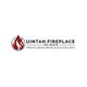 Logo of Uintah Fireplace and Design with a stylized red flame icon.