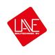 Rood logo van LAVE Snijtechniek BV met witte tekst op een schuine vierkantige achtergrond.