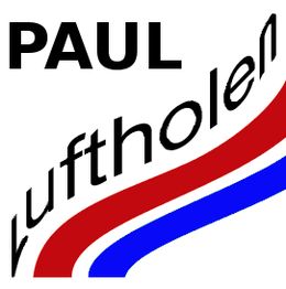 PAUL und „luft holen“ in geschwungenem Text mit roten und blauen Streifen darunter.