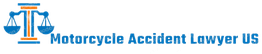 Logo of "Motorcycle Accident Lawyer US" with a scales of justice graphic.