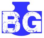 Logo azul con letras "BG" en blanco sobre fondo opaco.