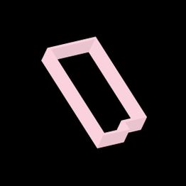 Forma geométrica rosa com efeito de ilusão de ótica sobre fundo preto.