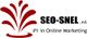 Logo van SEO-SNEL.nl met rode spetters en tekst: "#1 in Online Marketing".