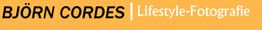Text: "BJÖRN CORDES | Lifestyle-Fotografie" auf orangem Hintergrund.