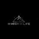 Mountain illustration with "Be High on Life" text underneath, set against a black background.