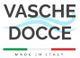 "Logo: 'Vasche Docce' con onde blu e bandiera italiana. 'Made in Italy' scritto sotto."