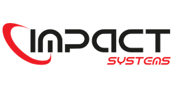 Logo d'Impact Systems avec texte noir et rouge, et une courbe rouge à gauche.