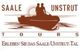 Logo von Saale Unstrut Tours mit Boot und zwei Personen, Text: "Erleben Sie das Saale-Unstrut-Tal".