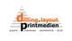 Logo mit Schriftzug: "dilling.layout Printmedien" und Tätigkeiten, darunter Pyramide im Hintergrund.