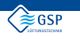 Logo von GSP Lüftungstechnik mit blauen Wellen und weißem Hintergrund.