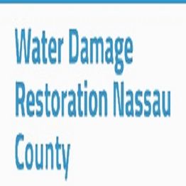 Text: "Water Damage Restoration Nassau County" in blue font on a white background.