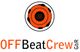 Logo der OFFBeatCrew GbR mit stilisiertem, orange-schwarzem Schallplattenmotiv.